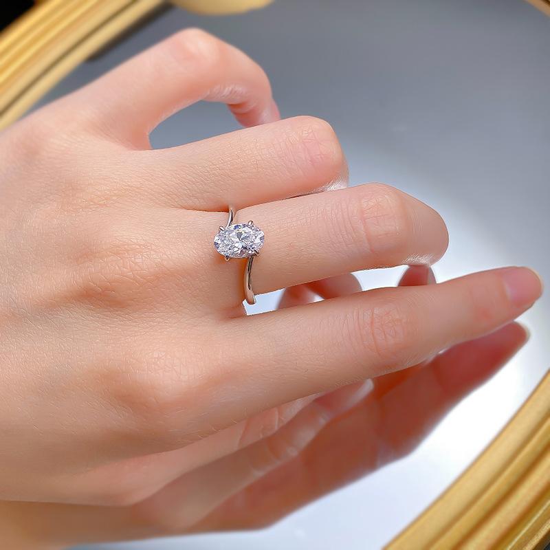 NO.050 S925 Sterling Silver Oval Cut Oval Ring 6*9 6A Cubic Zirconia Ring fashion jewelry accessory woman girl promise ring Springtok