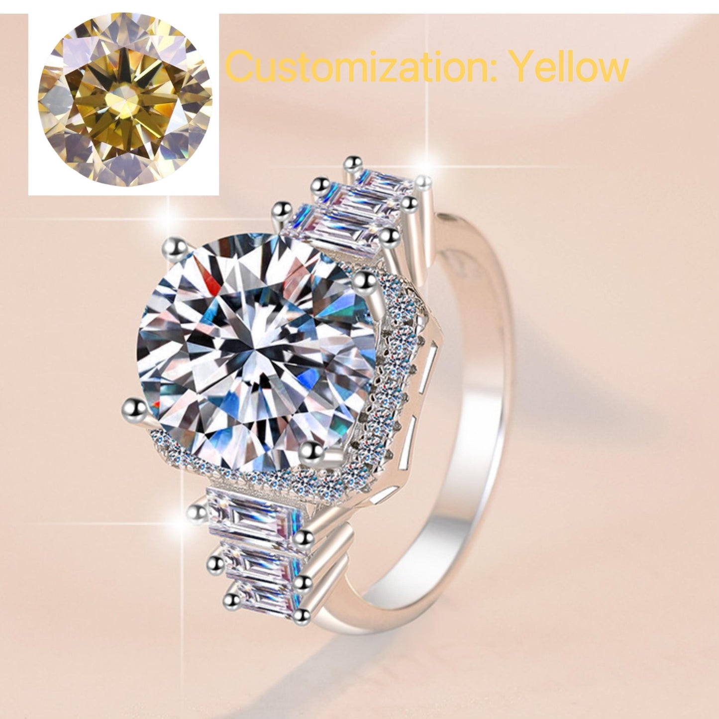 NO.125 S925 sterling silver 5 carat synthetic ring moissanite ring fashion jewelry accessory woman girl promise ring Springtok