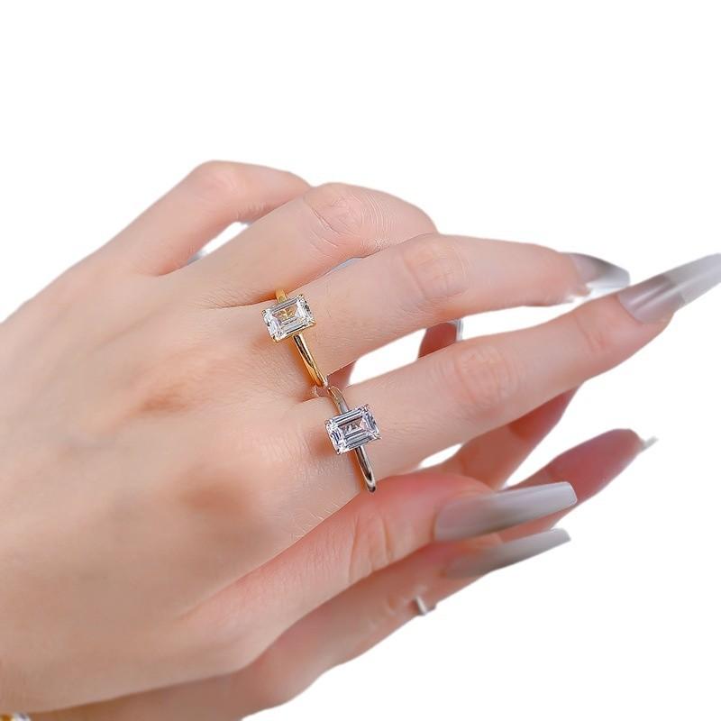 NO.071 S925 Sterling Silver Grandma Cut Square Sugar Ring 6*8mm 6A Cubic Zirconia Ring fashion jewelry accessory woman girl promise ring Springtok