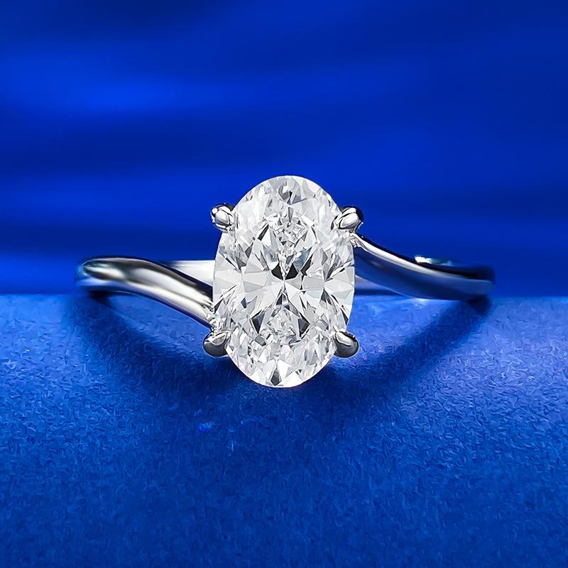 NO.050 S925 Sterling Silver Oval Cut Oval Ring 6*9 6A Cubic Zirconia Ring fashion jewelry accessory woman girl promise ring Springtok