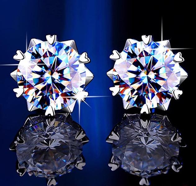 NO.160 S925 Sterling Silver High Grade Synthetic Moissanite Certified Snowflake Ear Stud E Cut VVS1 Clarity D Color Glittering Daily Life Earring