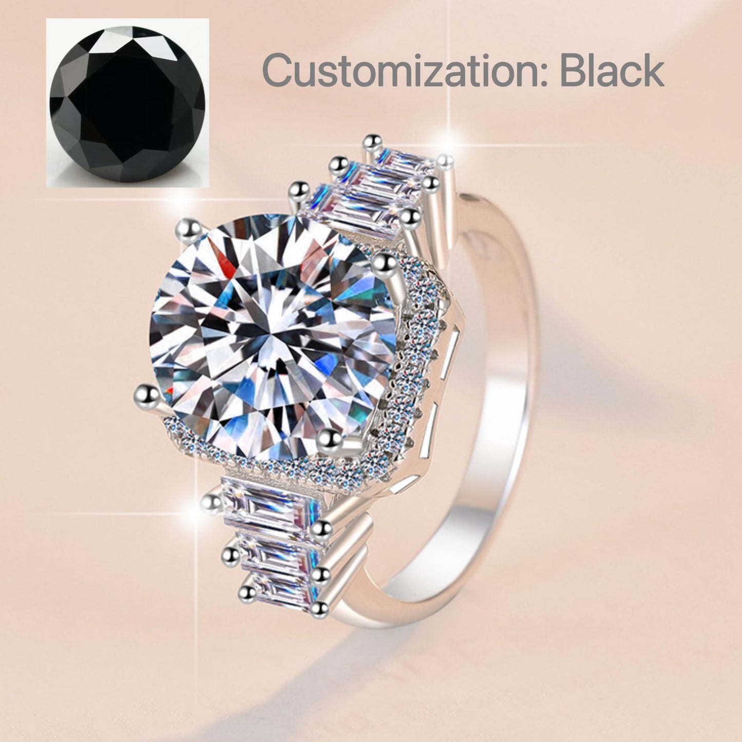 NO.125 S925 sterling silver 5 carat synthetic ring moissanite ring fashion jewelry accessory woman girl promise ring Springtok