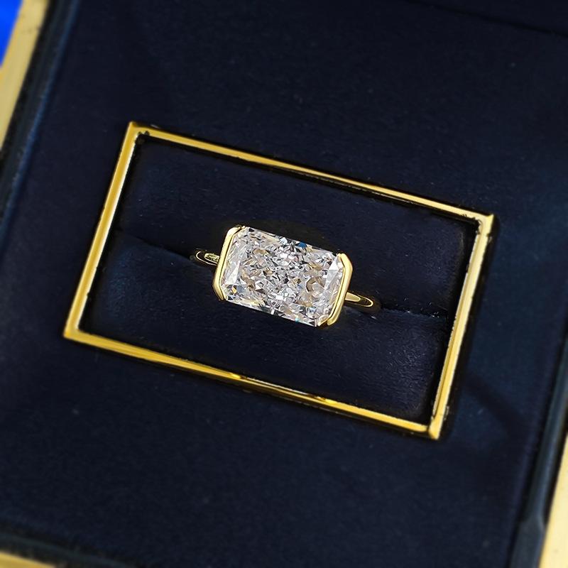 NO.013 S925 Sterling Silver Ice Flower cut rectangular ring 7*11mm 8A cubic zirconia ring fashion jewelry accessory woman girl promise ring Springtok