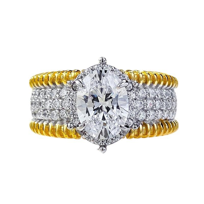 NO.059 S925 Silver Wind Band Oval Cut Ring 6 * 8mm 6A Cubic Zirconia Ring fashion jewelry accessory woman girl promise ring Springtok