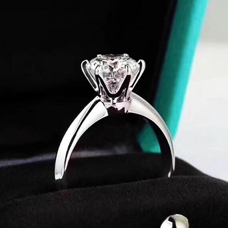 NO.103 Pink-S925 Sterling Silver D Color Synthetic Moissanite Six-claws Ring 1/2/3/5 Carat Elegant Luxury Daily Life Woman Birthday Gift Engagement Springtok