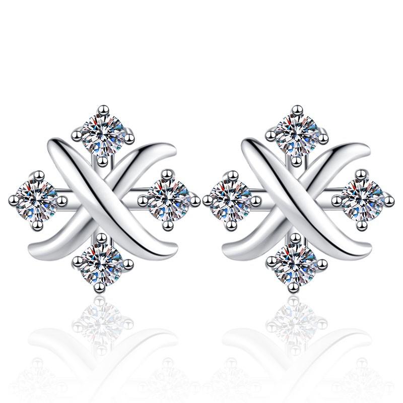 NO.171 925 Sterling Silver Little Windmill Earrings Synthetic Moissanite Earrings Glittering daily life Earrings Springtok