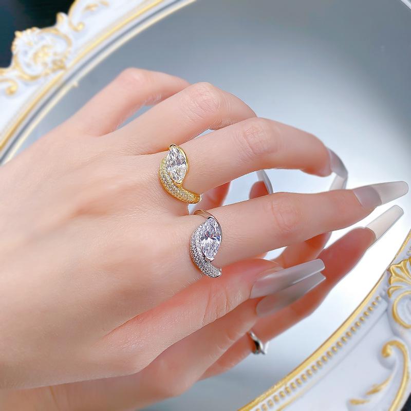 NO.076 S925 Sterling Silver Marquise Ring 6*12mm 6A Cubic Zirconia Ring fashion jewelry accessory woman girl promise ring Springtok
