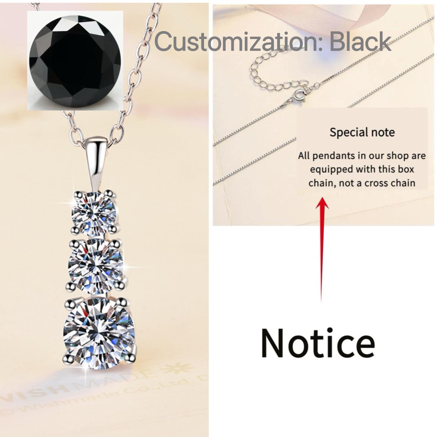 NO.205 S925 Sterling Silver Triple Synthetic Moissanite Necklace Birthday Gift Minimalist Pendant Necklace Springtok