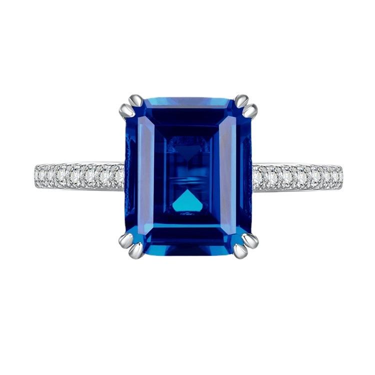NO.072 S925 Sterling Silver Grandmother Cut Square Ring 8*10mm 6A Cubic Zirconia Ring fashion jewelry accessory woman girl promise ring Springtok