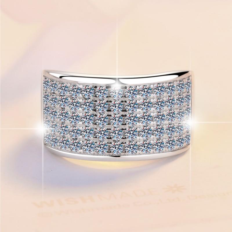 NO.156 S925 Sterling Silver Starry Sky Wide Ring Synthetic Moissanite Ring fashion jewelry accessory woman girl promise ring Springtok Men's Ring