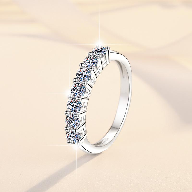 NO.139 S925 Sterling Silver Synthetic Moissanite Seven Star Ring Crown Ring elegant luxury daily life woman birthday gift engagement Springtok