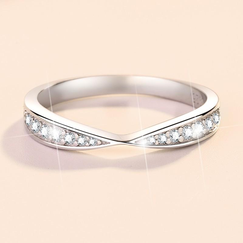 NO.150 S925 Sterling Silver Small X-Shaped Ring Synthetic Moissanite Ring fashion jewelry accessory woman girl promise ring Springtok