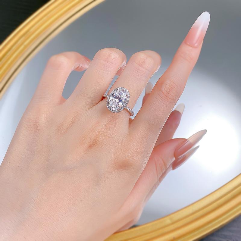 NO.045 S925 Sterling Silver Oval Cut Pigeon Eggs Ring 8*12 6A Cubic Zirconia Ring fashion jewelry accessory woman girl promise ring Springtok