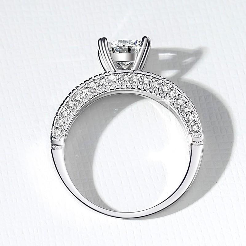 NO.136 S925 Sterling Silver Engagement Square Ring Synthetic Moissanite Ring fashion jewelry accessory woman girl promise ring Springtok