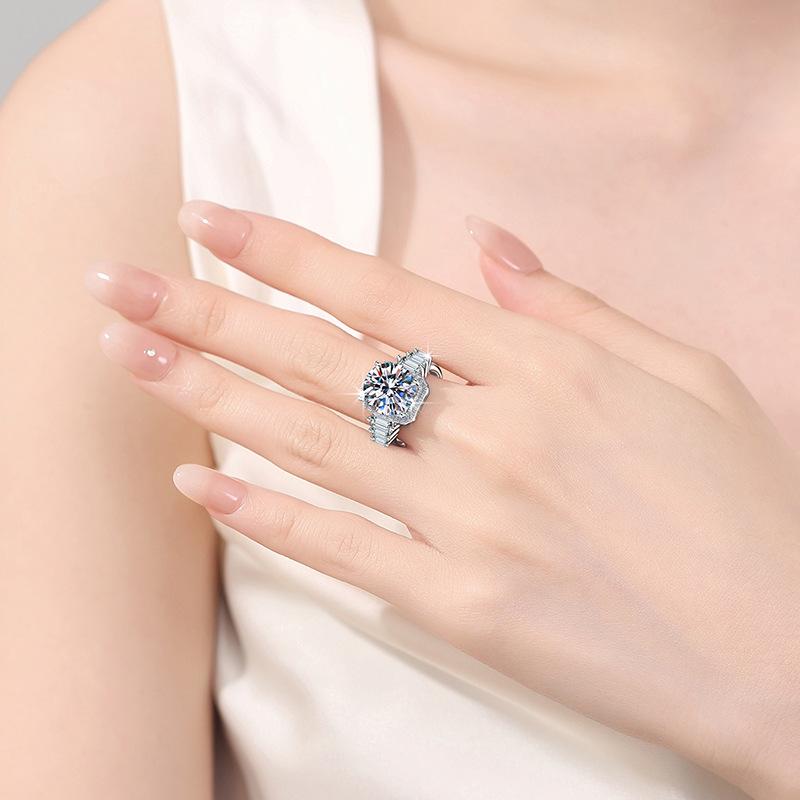 NO.125 S925 sterling silver 5 carat synthetic ring moissanite ring fashion jewelry accessory woman girl promise ring Springtok