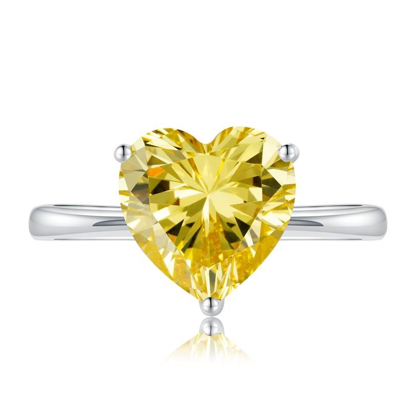 NO.084 S925 Sterling Silver Heart Cut Heart-Shaped Ring 10*10 6A Cubic Zirconia Ring 4 Carat fashion jewelry accessory woman girl promise ring Springtok