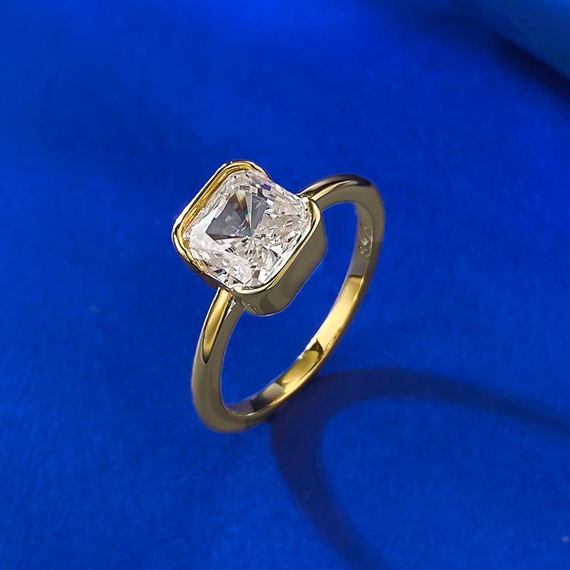 NO.019 S925 Sterling Silver Radian cut Small Rock Candy Stud Earrings 7 * 7mm 8A Cubic Zirconia Ring fashion jewelry accessory woman girl promise ring Springtok