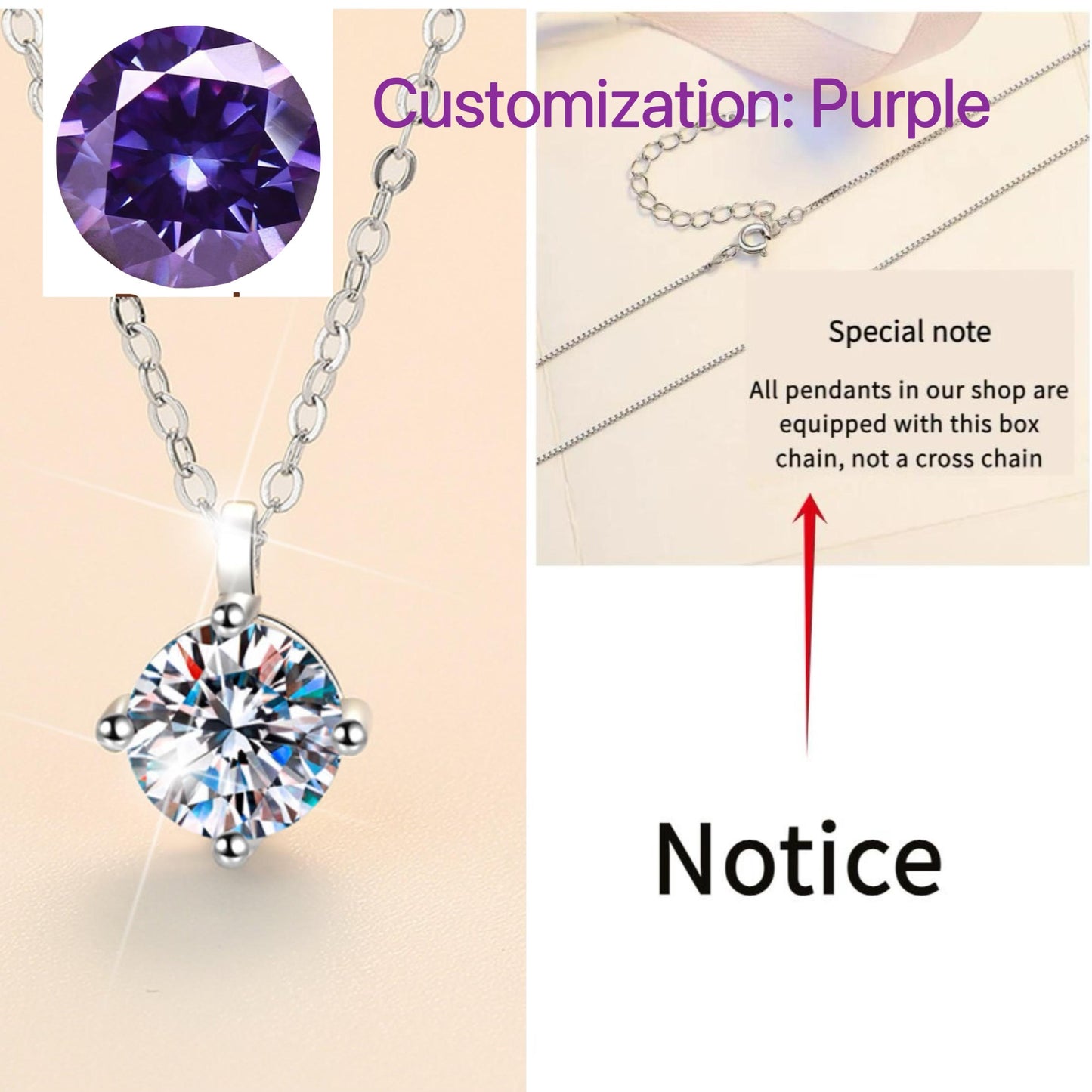 NO.193 S925 Sterling Silver round Four-Claw Necklace Synthetic Moissanite Necklace Birthday Gift Minimalist Pendant Necklace Springtok