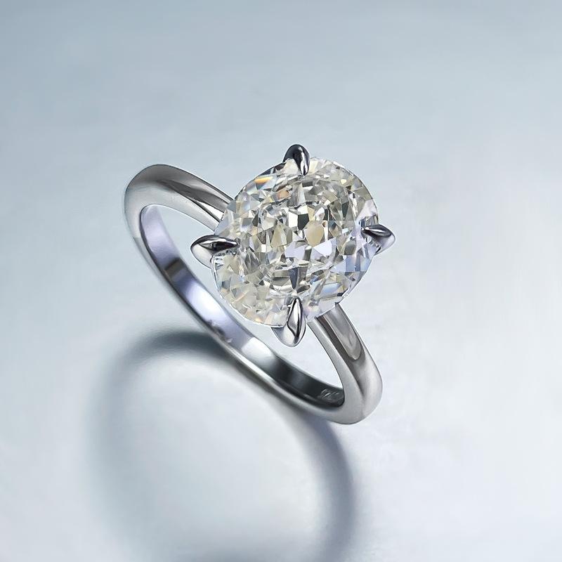 NO.039 S925 Silver Oval Ice Flower Cut Oval Ring 8 * 10mm 8A Cubic Zirconia Ring fashion jewelry accessory woman girl promise ring Springtok