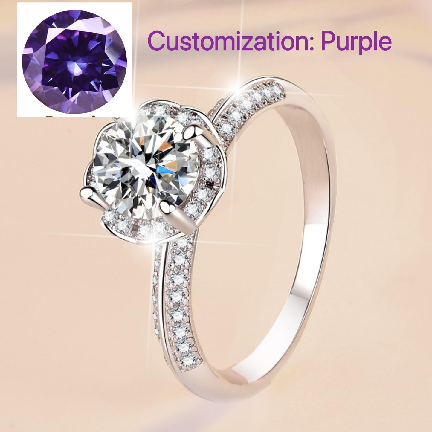 NO.112 S925 Sterling Silver Hold flowers Ring Synthetic Moissanite Ring fashion jewelry accessory woman girl promise ring Springtok