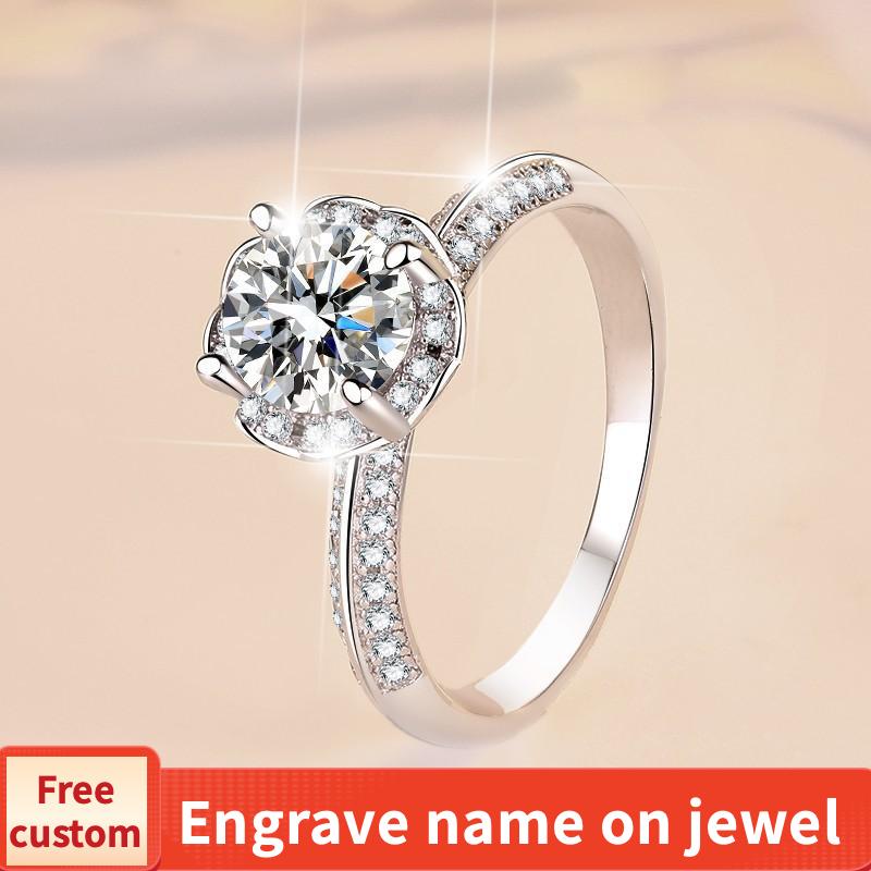 NO.112 S925 Sterling Silver Hold flowers Ring Synthetic Moissanite Ring fashion jewelry accessory woman girl promise ring Springtok