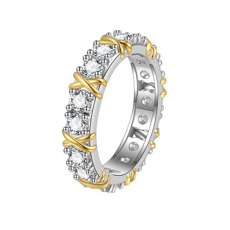 NO.148 S925 Sterling Silver X-Shape Ring Synthetic Moissanite Ring fashion jewelry accessory woman girl promise ring Springtok