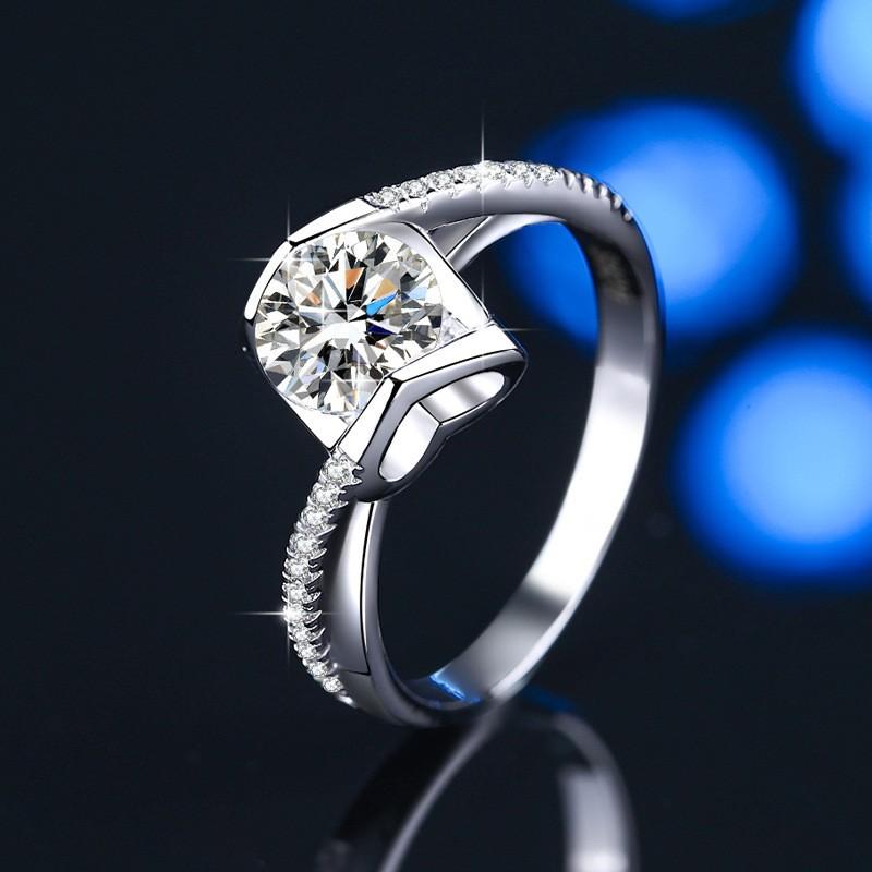 NO.120 S925 Sterling Silver Angel Kiss Ring Synthetic Moissanite Ring fashion jewelry accessory woman girl promise ring Springtok