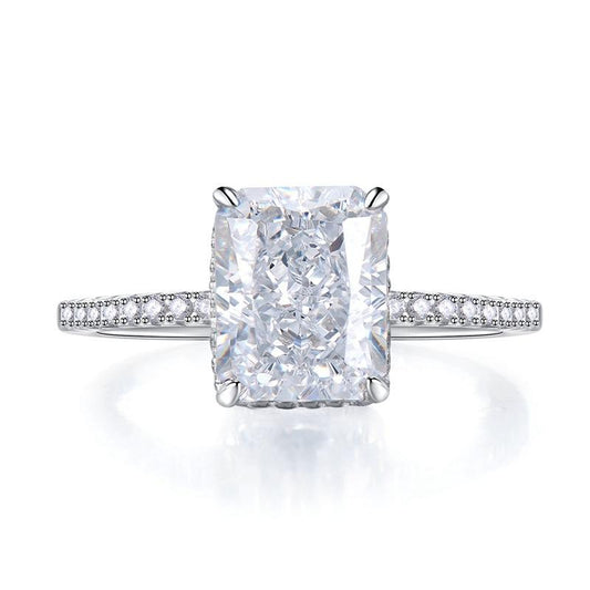 NO.022 S925 Sterling Silver Ice Flower Cut Square Ring 8*10mm 8A Cubic Zirconia Ring fashion jewelry accessory woman girl promise ring Springtok