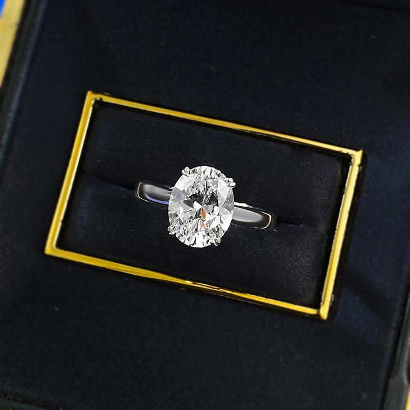 NO.038 S925 sterling silver oval cut 4 carat ring 8*10mm 6A cubic zirconia ring fashion jewelry accessory woman girl promise ring Springtok