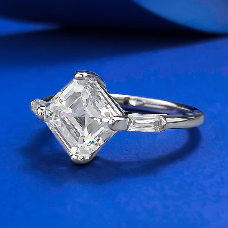 NO.026 S925 Sterling Silver Asscher Cut Square Ring 8*8mm 8A Cubic Zirconia Ring fashion jewelry accessory woman girl promise ring Springtok