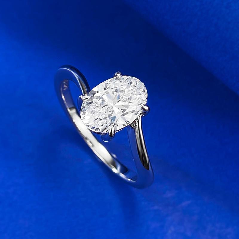 NO.050 S925 Sterling Silver Oval Cut Oval Ring 6*9 6A Cubic Zirconia Ring fashion jewelry accessory woman girl promise ring Springtok