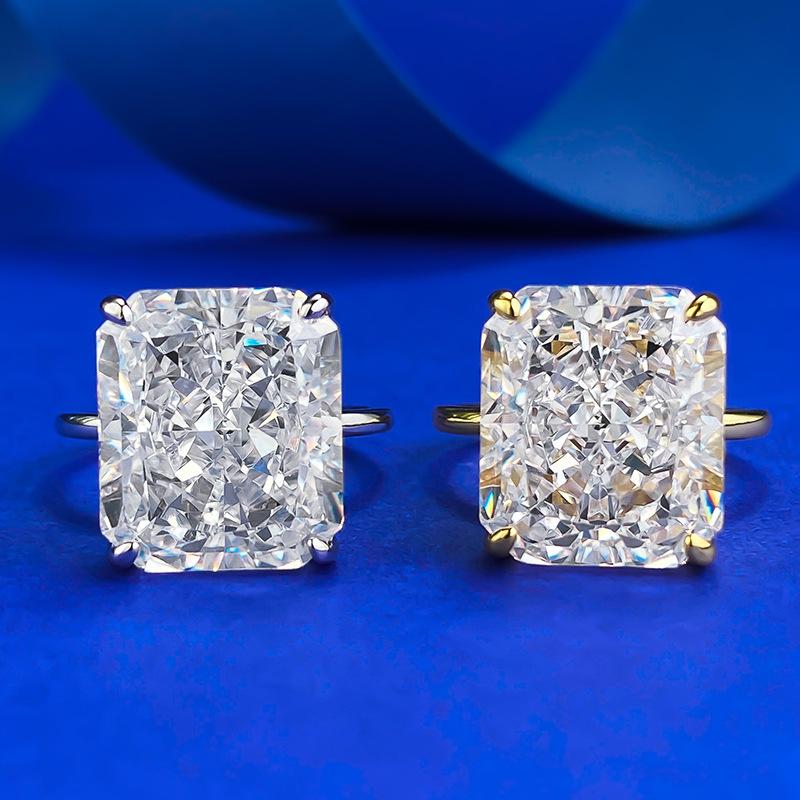 NO.011 S925 Sterling Silver Ice Flower Cut Square Ring 12*14mm 8A Cubic Zirconia Ring fashion jewelry accessory woman girl promise ring Springtok
