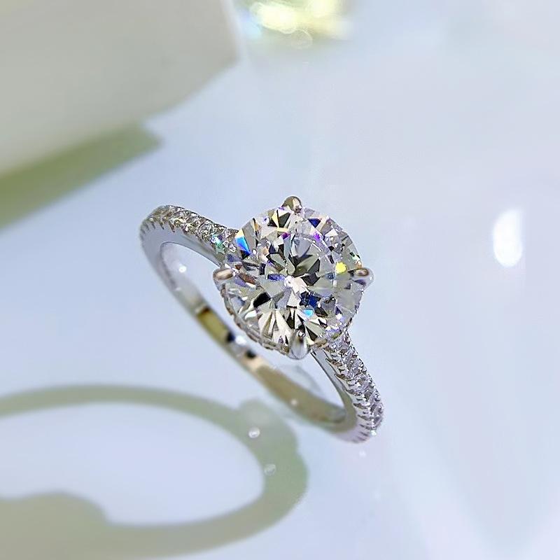 NO.081 S925 Sterling Silver Eight Arrows And Eight Hearts Cut Round Ring 8mm 6A Cubic Zirconia Ring fashion jewelry accessory woman girl promise ring Springtok