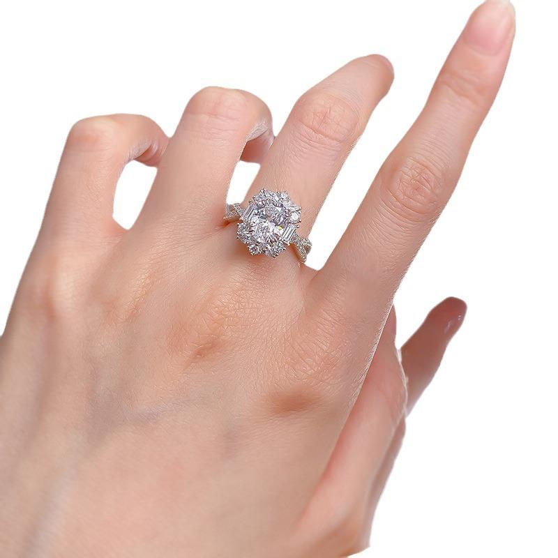 NO.057 S925 sterling silver oval cut ring 7*9mm 6A cubic zirconia ring fashion jewelry accessory woman girl promise ring Springtok