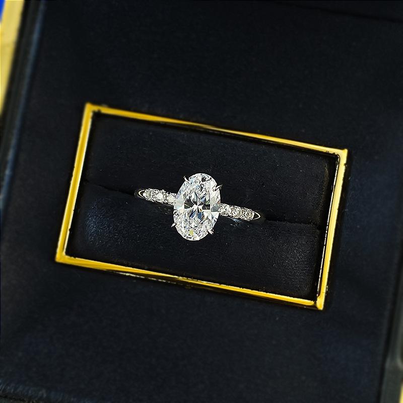 NO.051 S925 Sterling Silver Oval Cut Oval Ring 6*9mm 6A Cubic Zirconia Ring fashion jewelry accessory woman girl promise ring Springtok