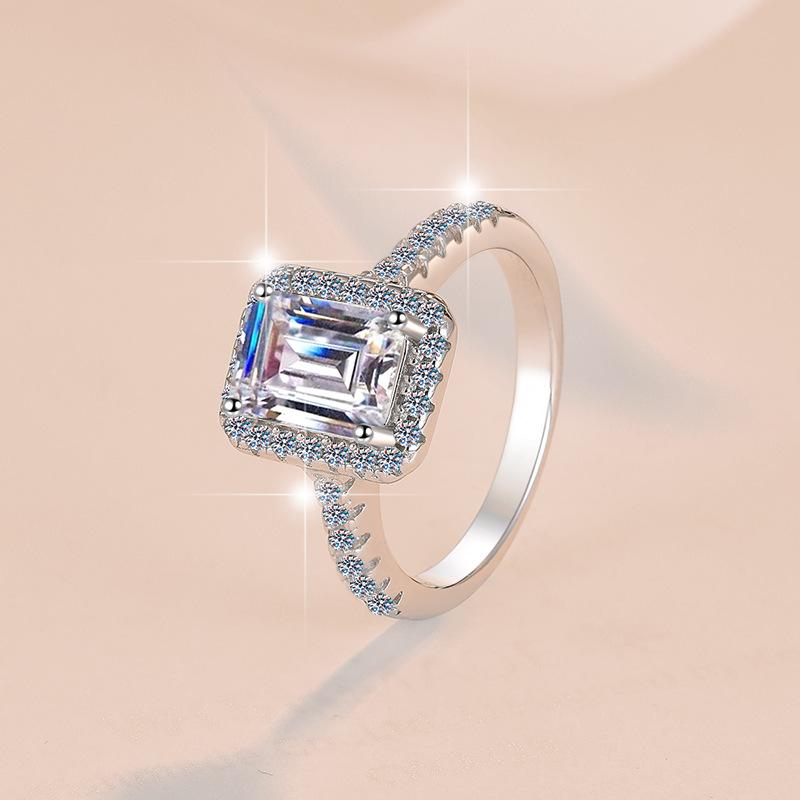 NO.117 S925 Sterling Silver Grandmother Cut Ring Synthetic Moissanite Ring fashion jewelry accessory woman girl promise ring Springtok