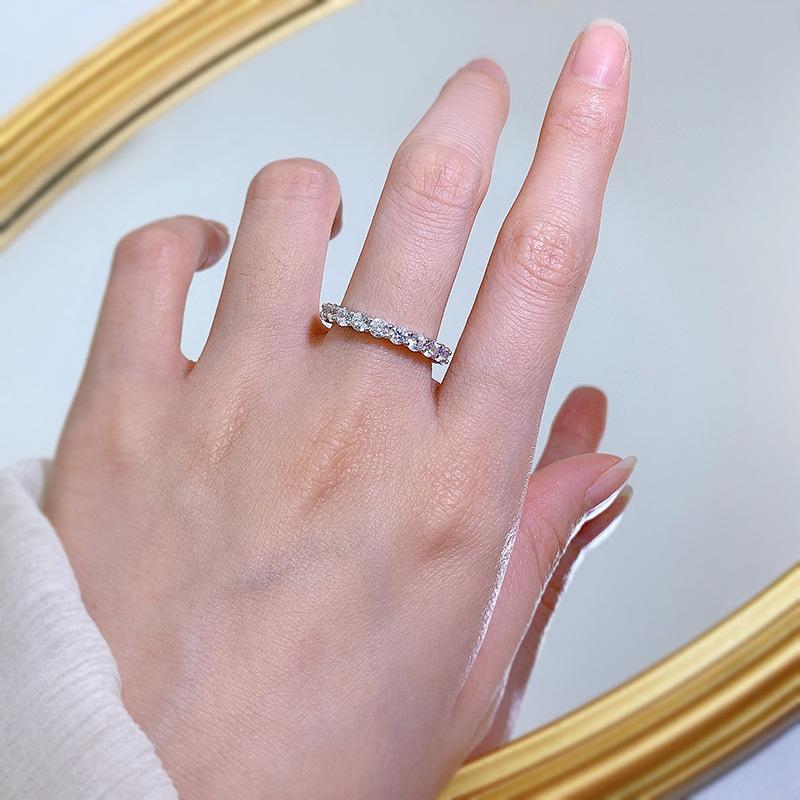 NO.098 S925 Sterling Silver Row Ring 6A Cubic Zirconia Ring ring fashion jewelry accessory woman girl promise ring Springtok