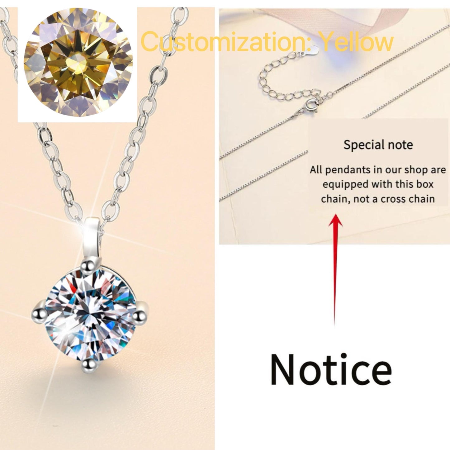 NO.193 S925 Sterling Silver round Four-Claw Necklace Synthetic Moissanite Necklace Birthday Gift Minimalist Pendant Necklace Springtok