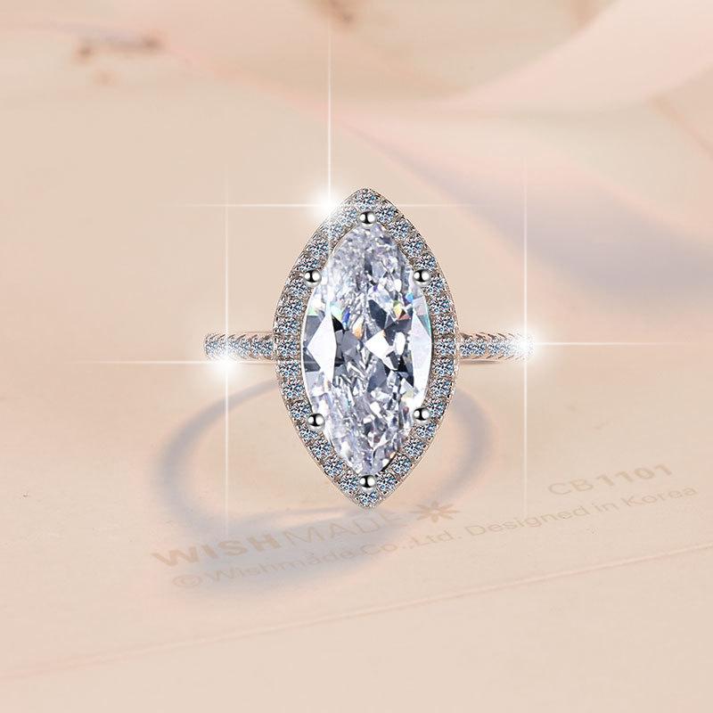 NO.078 8A Cubic Zirconia S925 Sterling Silver Horse Eye Ring fashion jewelry accessory woman girl promise ring Springtok