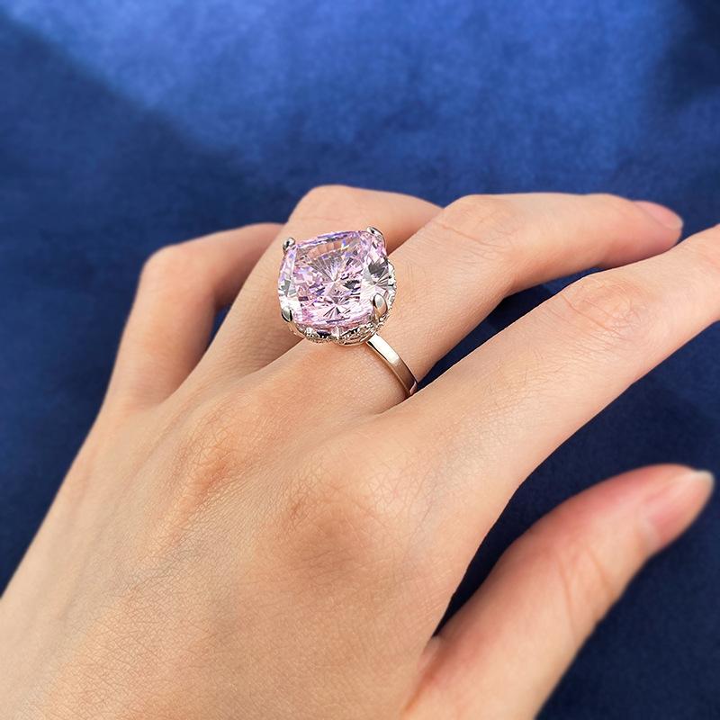 NO.020 S925 Sterling Silver Radian Cut High Carbon Ring 15*15 8A Cubic Zirconia Ring fashion jewelry accessory woman girl promise ring Springtok