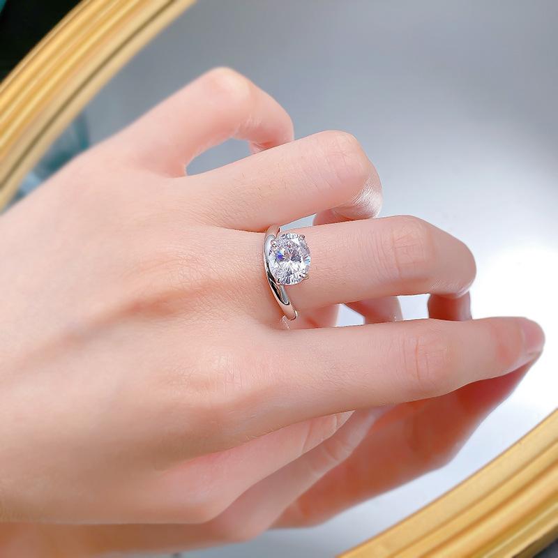 NO.229 S925 sterling silver oval cut oval high carbon ring 8*10mm 6A cubic zirconia ring fashion jewelry accessory woman girl promise ring Springtok