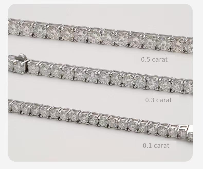 NO.225 S925 Sterling Silver Synthetic Moissanite Tennis Bracelet