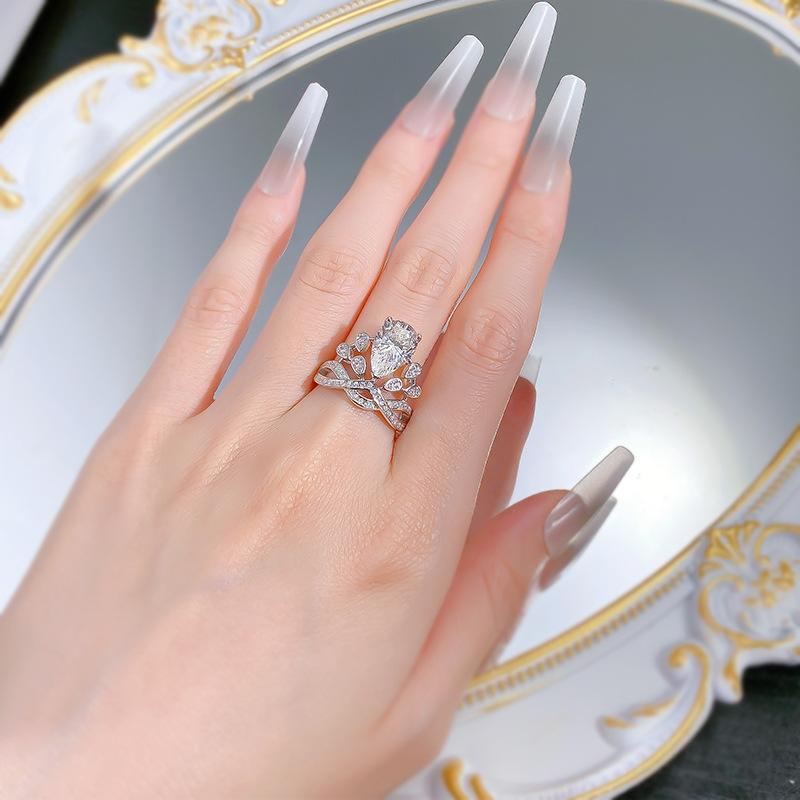 NO.231 S925 Sterling Silver Oval Cut Pear-Shaped Water Drop Ring 8x12mm 6A Zirconia for Women, Daily Life, Birthday, Engagement, and Gift fashion jewelry accessory woman girl promise ring Springtok