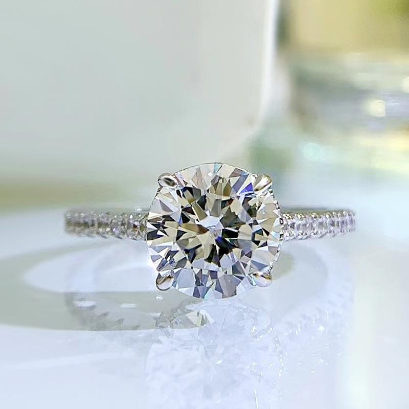 NO.081 S925 Sterling Silver Eight Arrows And Eight Hearts Cut Round Ring 8mm 6A Cubic Zirconia Ring fashion jewelry accessory woman girl promise ring Springtok
