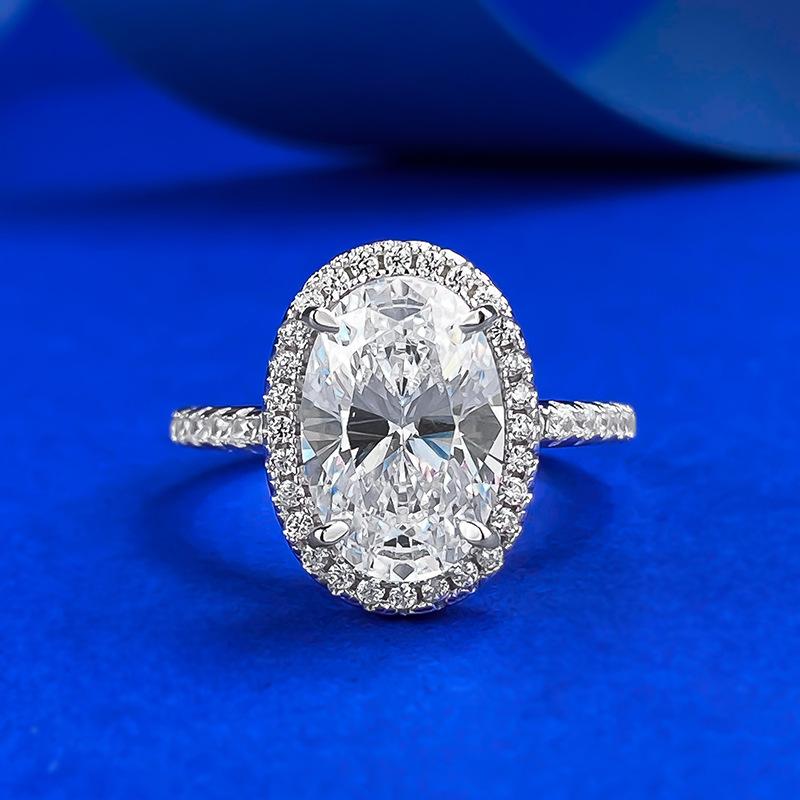 NO.045 S925 Sterling Silver Oval Cut Pigeon Eggs Ring 8*12 6A Cubic Zirconia Ring fashion jewelry accessory woman girl promise ring Springtok