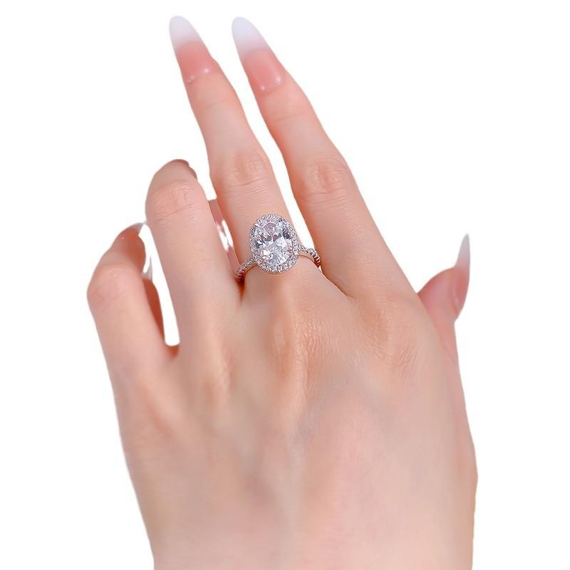 NO.045 S925 Sterling Silver Oval Cut Pigeon Eggs Ring 8*12 6A Cubic Zirconia Ring fashion jewelry accessory woman girl promise ring Springtok