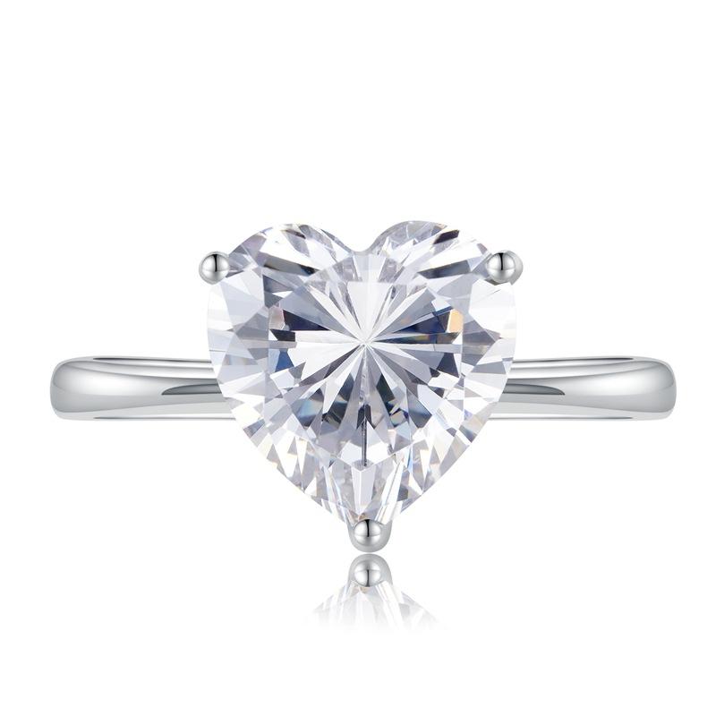 NO.084 S925 Sterling Silver Heart Cut Heart-Shaped Ring 10*10 6A Cubic Zirconia Ring 4 Carat fashion jewelry accessory woman girl promise ring Springtok