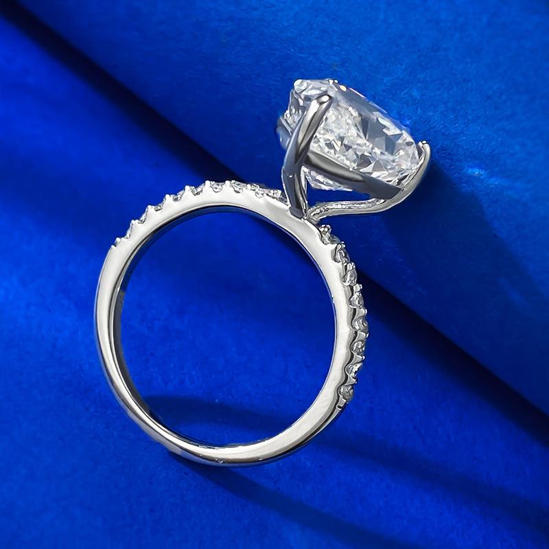 NO.032 S925 Sterling Silver Pear Shaped Ice Flower Cut Ring 10*14mm 8A Cubic Zirconia with Elegant Design for Daily Life, Women, and Engagement Gifts fashion jewelry accessory woman girl promise ring Springtok