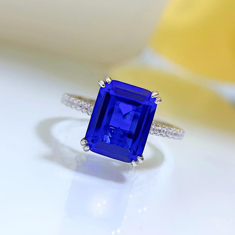 NO.072 S925 Sterling Silver Grandmother Cut Square Ring 8*10mm 6A Cubic Zirconia Ring fashion jewelry accessory woman girl promise ring Springtok