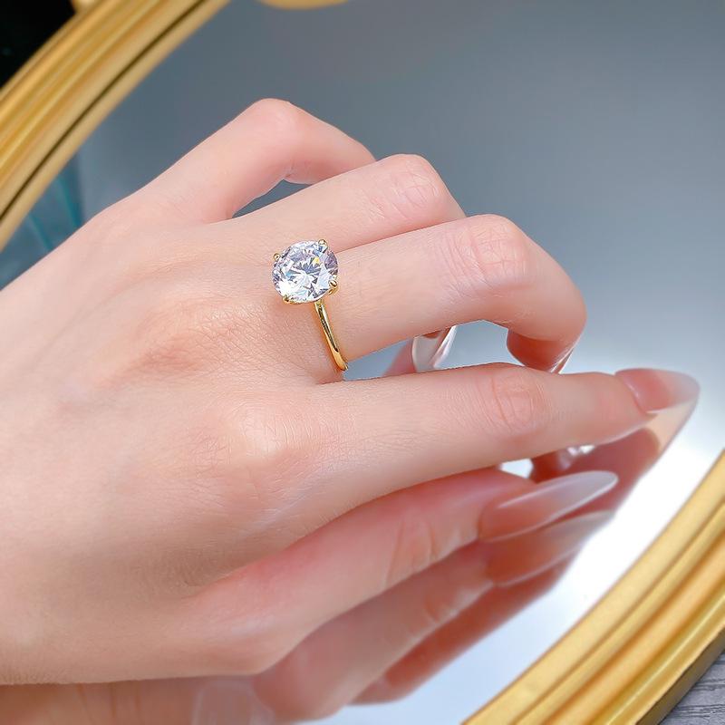 NO.080 S925 Sterling Silver Eight arrows and eight hearts Cut Round Ring 10mm 6A Cubic Zirconia Ring fashion jewelry accessory woman girl promise ring Springtok